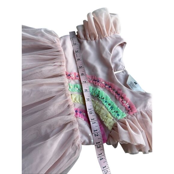 H&M Appliquéd Tulle Dress In Powder pink/rainbow - Picture 12 of 12